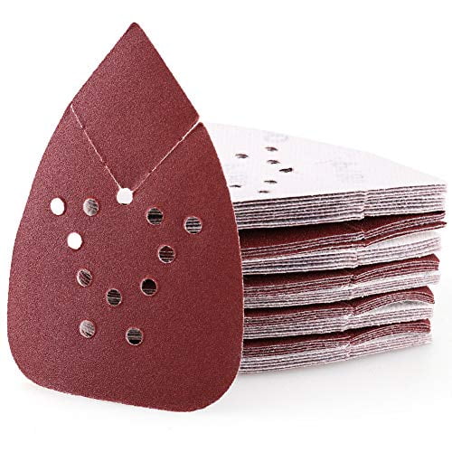 Sanding Pads for Black and Decker Mouse Sanders, 50PCS 180 Grit Hook and Loop Sandpaper Sheets - LotFancy 12 Holes Detail Palm Sander Sand Paper