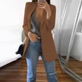 thumbnail image 1 of Women Solid Open Front Pockets Cardigan Formal Suit Long Sleeve Blouse Coat, 1 of 6