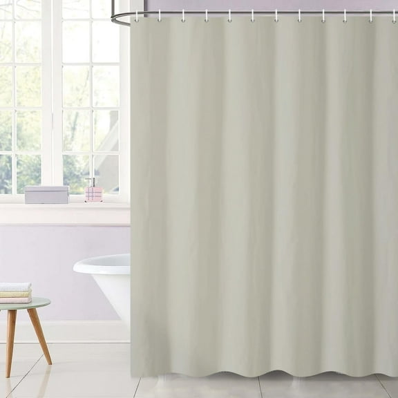 72x72 Inch Beige Waffle Fabric Shower Curtain Large Plain Color Simple Bath Curtain Farmhouse Striped Neutral Bohemian Bathtub Curtain for Adults Bathroom Decor Waterproof with Hooks