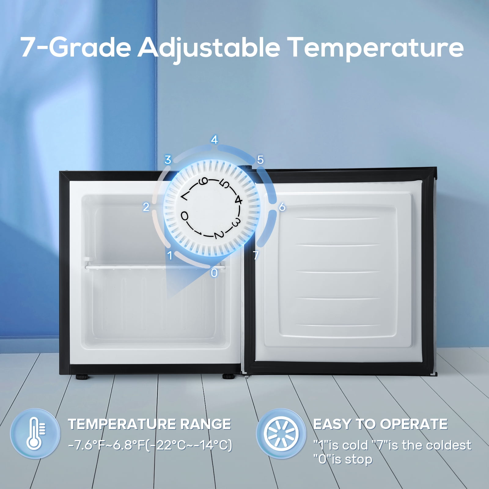 Auseo 1.1 Cu ft Reversible Door Compact Upright Freezer Energy Efficient, Perfect for Home, Office, or Dorm, Silver
