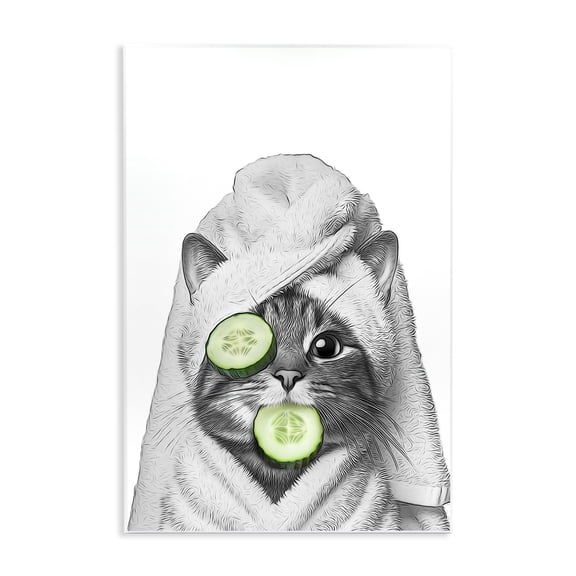 Stupell Industries Spa Bath Day Cat Typography Painting Unframed Art Print Wall Art, 10 x 15