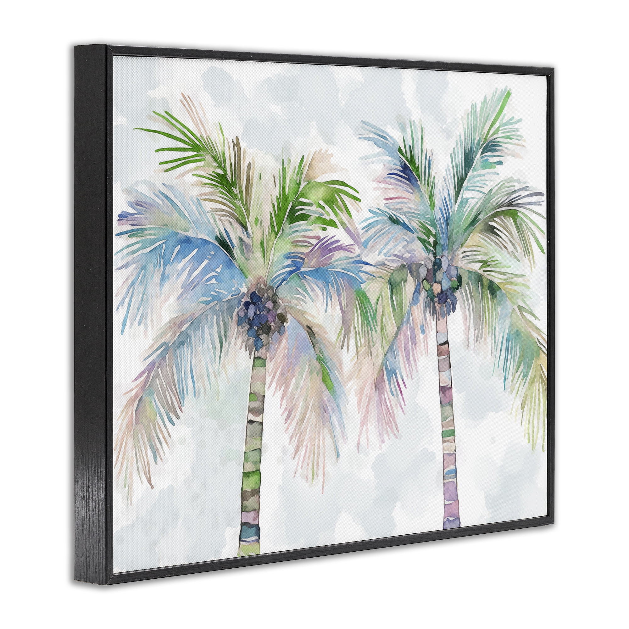 Stupell Industries Soft Palm Tree Pair Botanical & Floral Painting Black Framed Art Print Wall Art, 20 x 16
