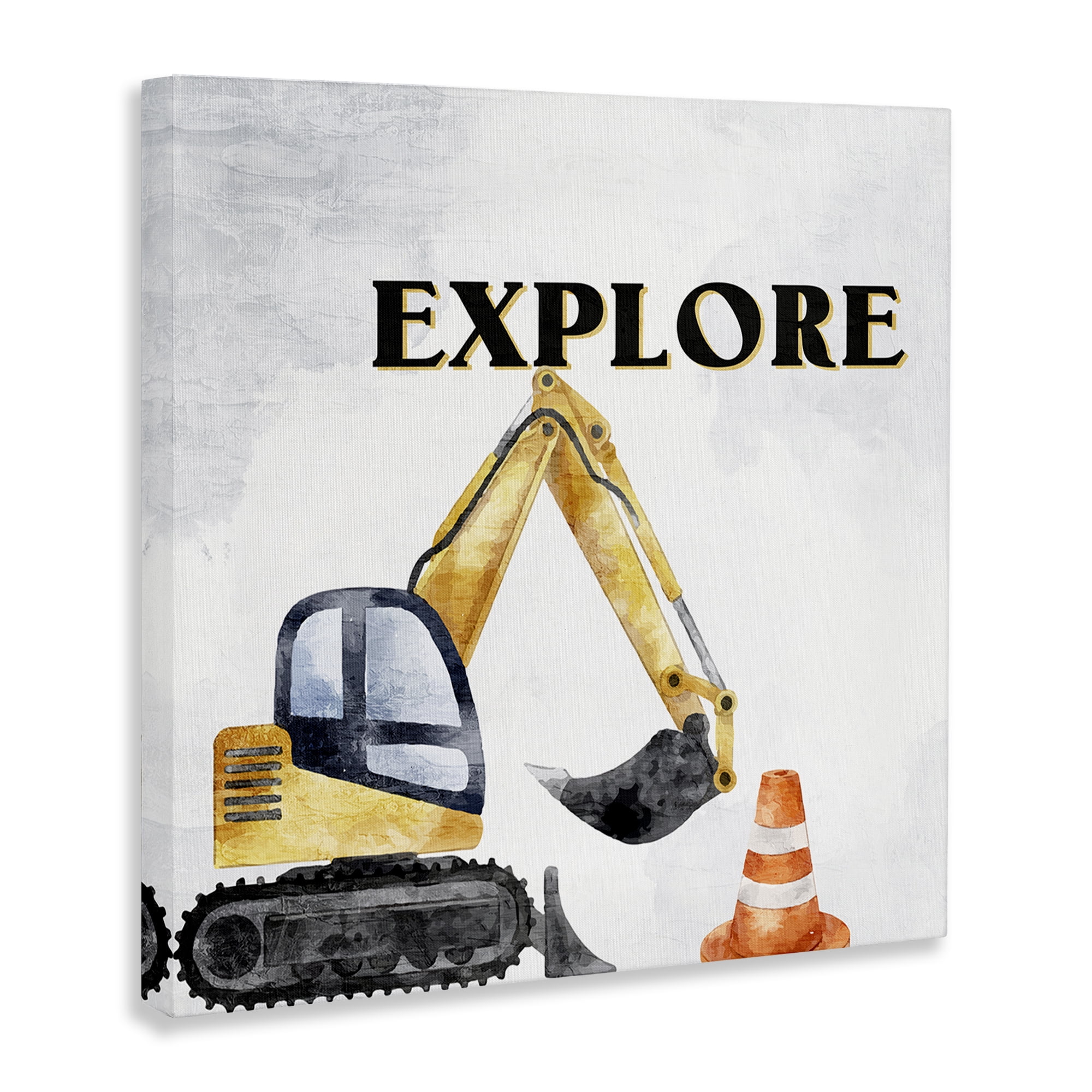 Stupell Industries Explore Construction Vehicle Transportation Painting Wrapped Canvas Art Print Wall Art, 17 x 17
