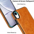 thumbnail image 5 of ELEHOLD Case for iPhone XR, Luxury PU Leather Anti-Scratch Magnetic Case with Invisible Kickstand for MagSafe Accessory,Khaki, 5 of 8