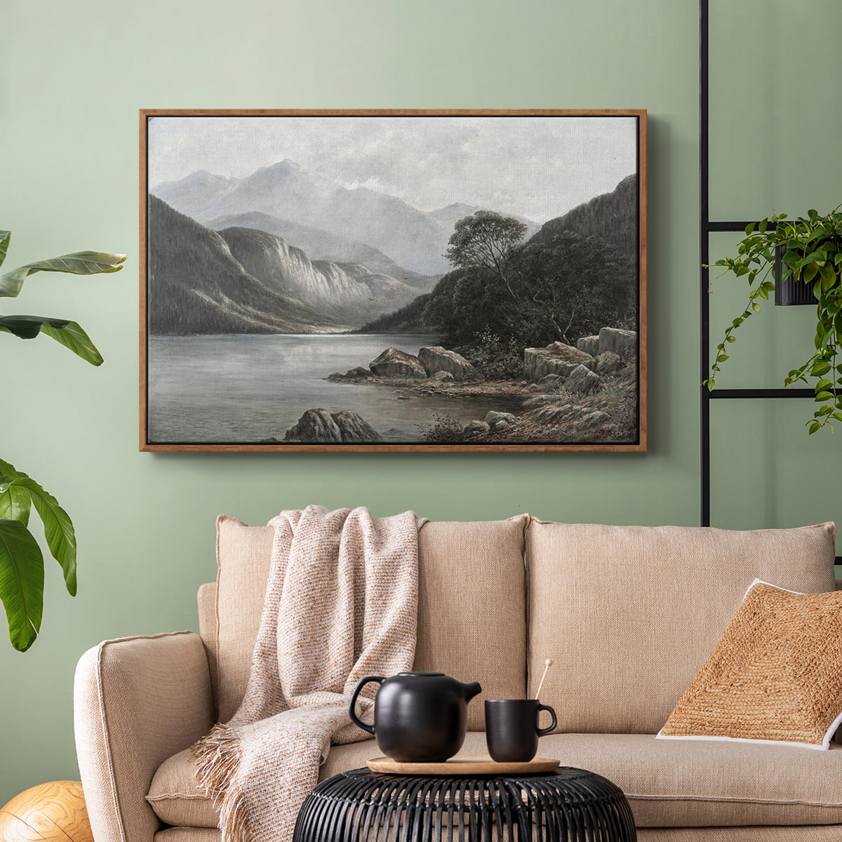 Vintage Landscape-XXXVIII By Wexford Home Framed in Walnut Wood Gallery Wrapped Canvas 25 in. x 37 in.