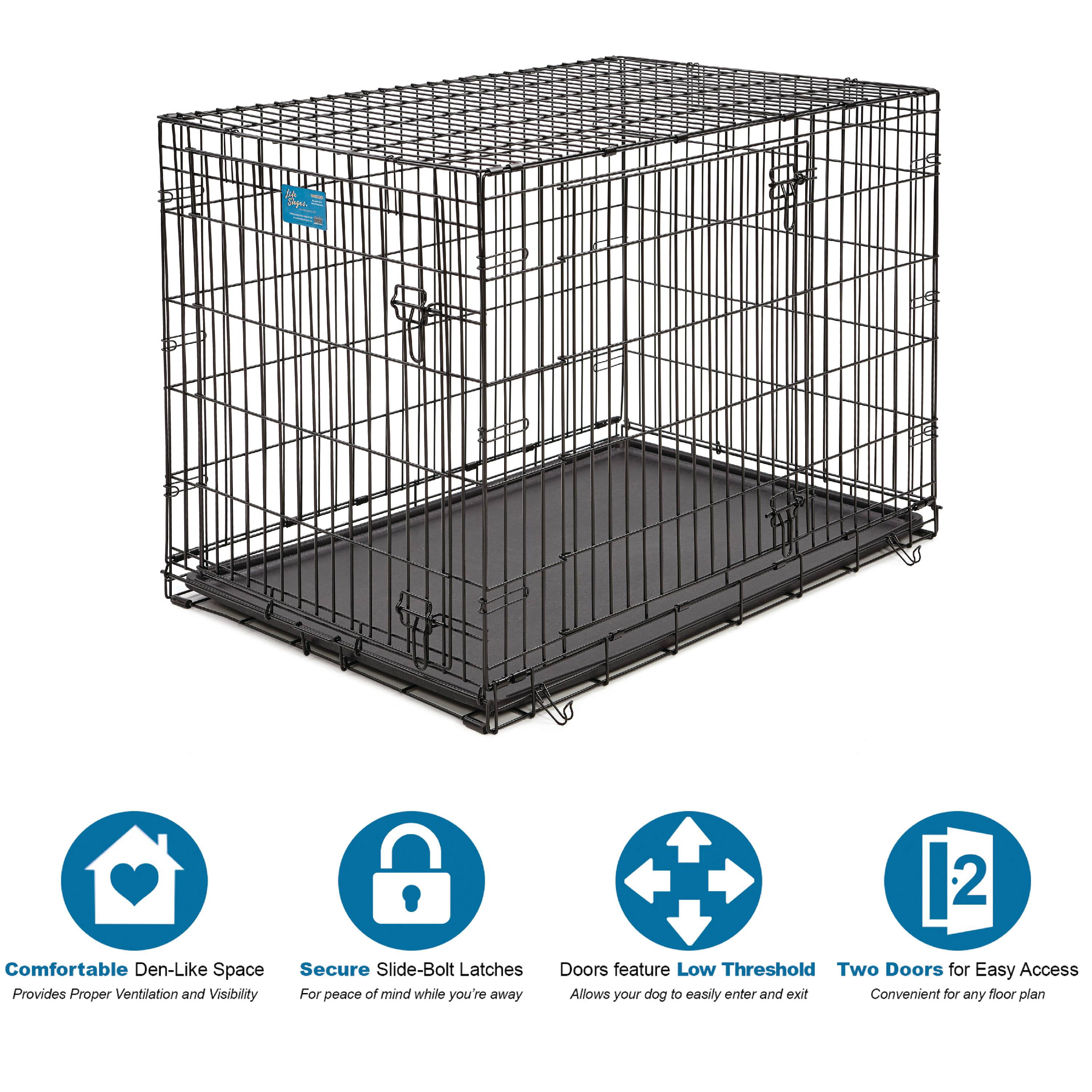 midwest life stages double door folding metal dog crate