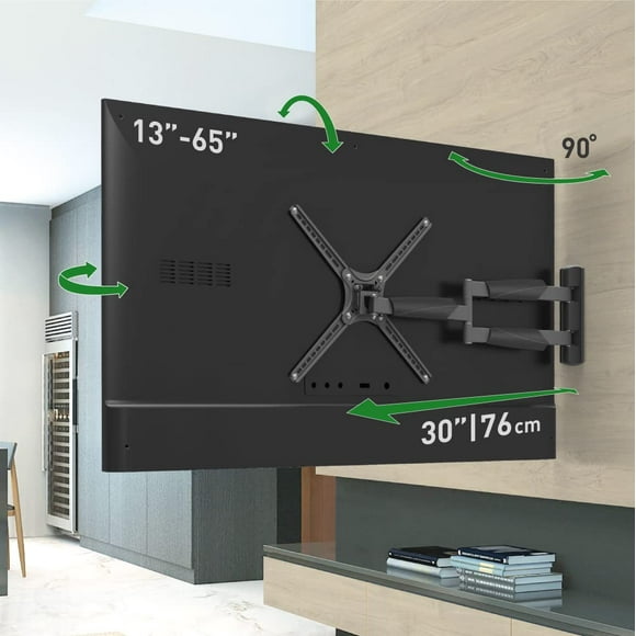 Barkan 30'' Long TV Wall Mount, 13-65 inch Full Motion Articulating - 4 Movement Flat/Curved Screen Bracket, Holds up to 80lbs, Extremely Extendable, Fits LED OLED LCD