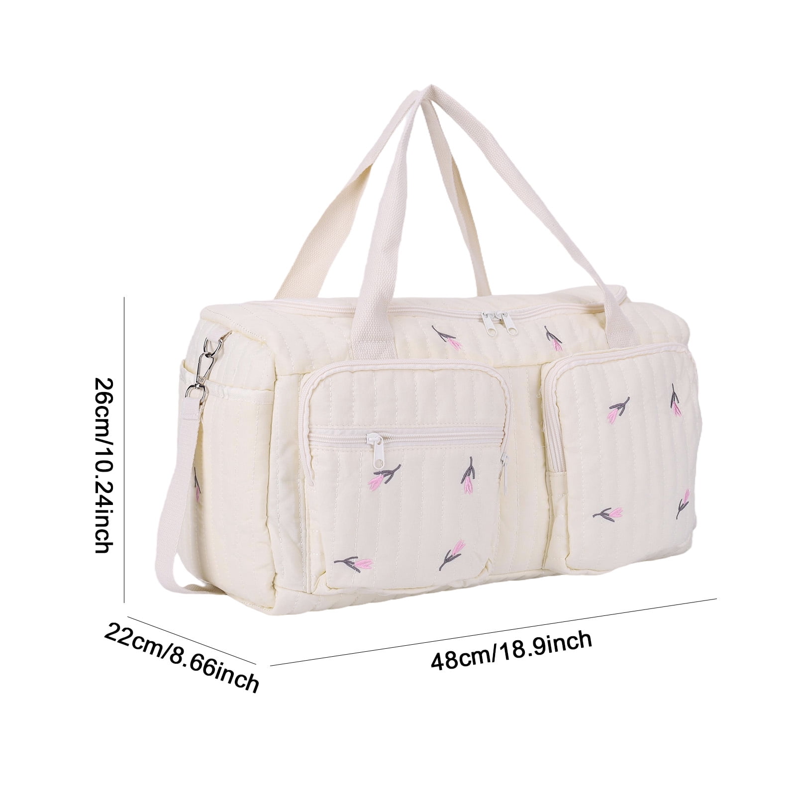 Quilted Baby Diaper Bag Large Cute Duffle Bag For Women (Tulip)