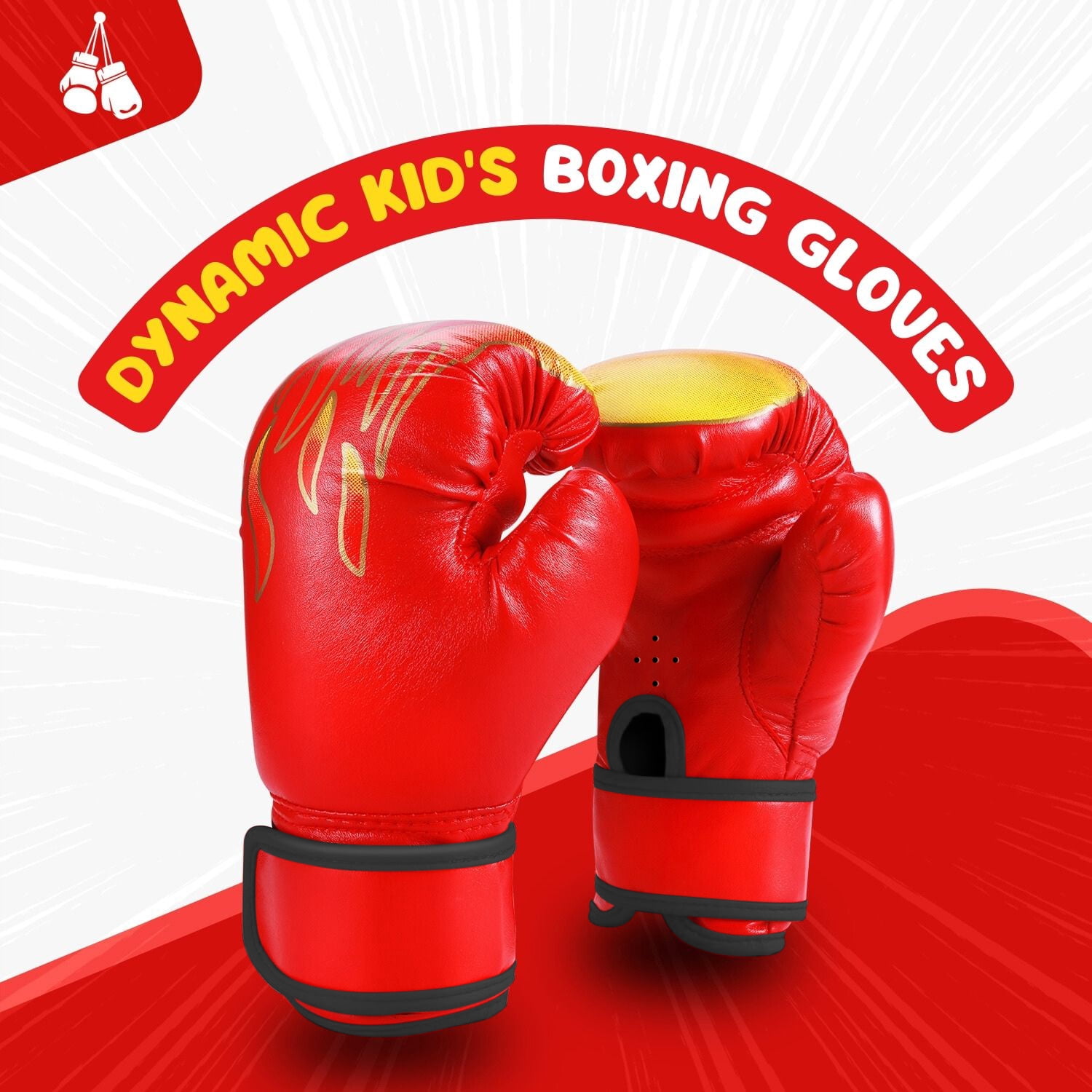 Kids Boxing Gloves For 3 to 8 Years, 4 oz Fire Red Boxing Gloves for Children Sparring Youth Boxing Gloves Junior Training Mitts Punching Bag Gloves for KickBoxing, MMA, Muay Thai, Training