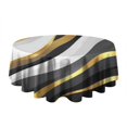 thumbnail image 5 of Black White Gold Wave Marble Round Tablecloth 60"x60",Wrinkle Wipeable Table Cloth for Kitchen Dining Room Picnic Patio Party, 5 of 6