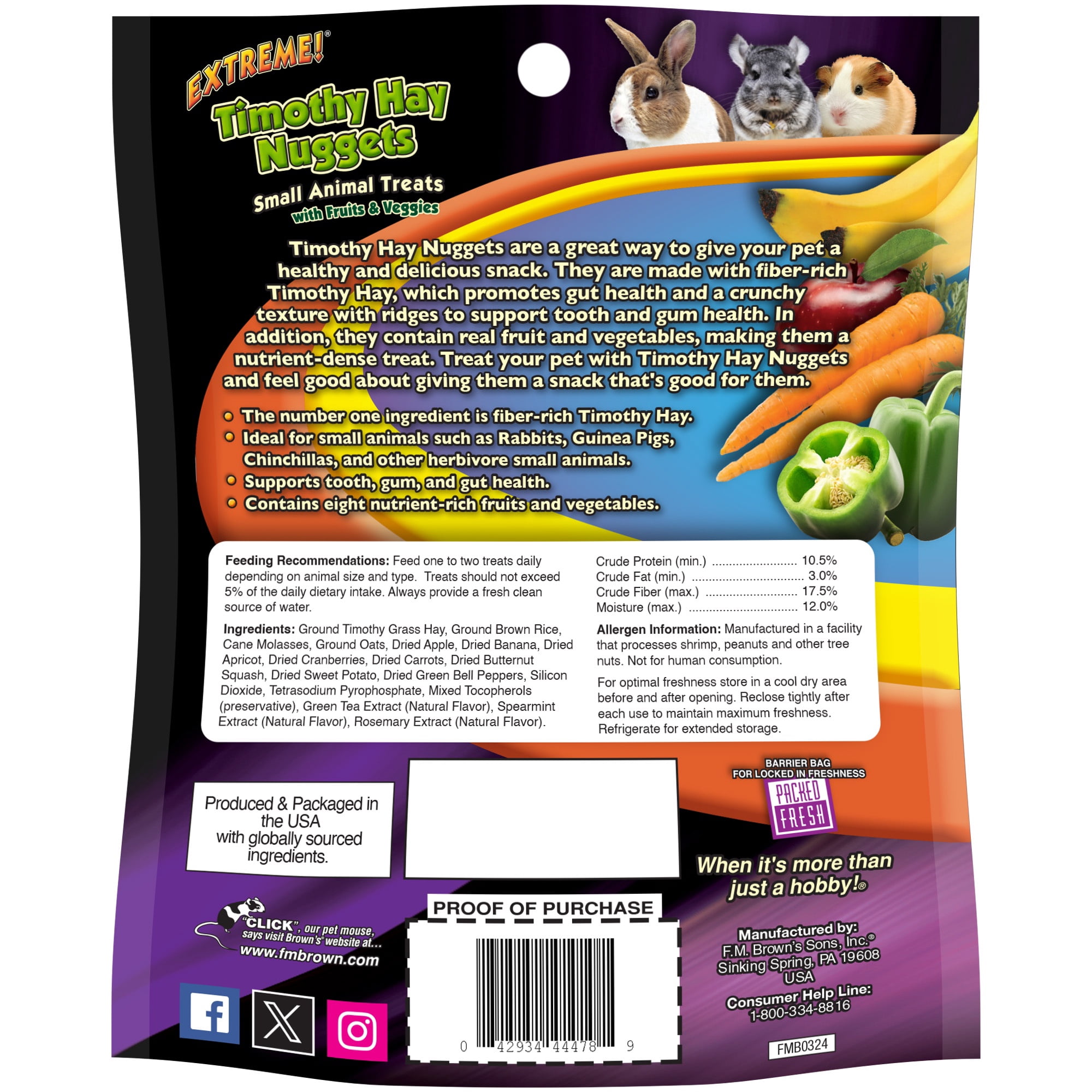 (4 pack) Extreme Timothy Hay Nuggets, Small Animal Treats, 2.5 oz