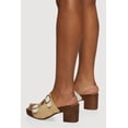 thumbnail image 3 of Women's Metallic Buckle Double Banded Open Toe Block Heels, 3 of 3