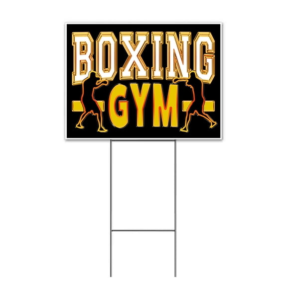 Boxing Gym (18" x 24") Yard Sign, Includes Metal Step Stake