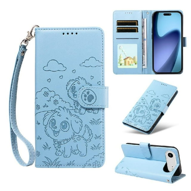 Funda Cartera GANGXUN con Diseño de Perrito en Relieve para iPhone 17 Air , Protección 360° con Ranuras y Correa Desmontable