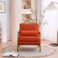 thumbnail image 2 of Mid-Century Accent Chair with Lumbar Pillow,Upholstered Lounge Chair with Padded Back and Seat Cushion,Reading Chair with Oak Armrest,Single Sofa Chair with Wood Frame, for Bedroom,Living Room,Office, 2 of 9