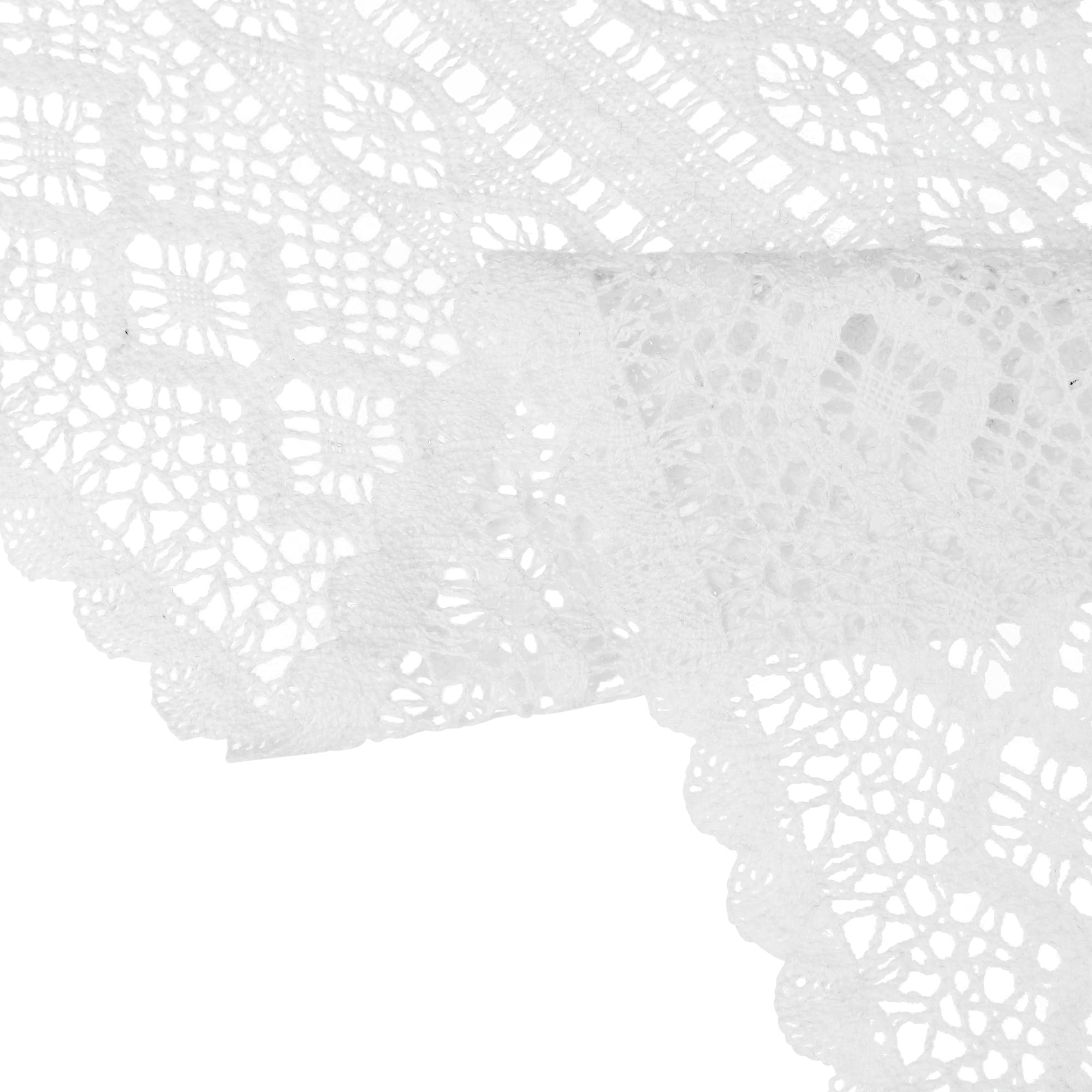 Unique Bargains Table Runners with Lace Tassel Table Flags for Casual Daily Decoration White 9"x63"