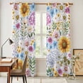 thumbnail image 3 of Sunflower Kitchen Curtains Window Panels, Colorful Flowers Summer Botanical Watercolor Insulated Window Treatment Curtain, Grommet Curtains for Bedroom/Living Room/Bathroom, 2 Piece 42"Wx84"L, 3 of 8