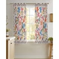 thumbnail image 4 of Boho Pink Flowers Sheer Curtains 54 Inch Length 2 Panels Set for Living Room/Bedroom, Colorful Floral Spring Vintage Botanical Kitchen Curtains Grommet Semi-Sheer Curtains Window Treatments 42"x54"x2, 4 of 7