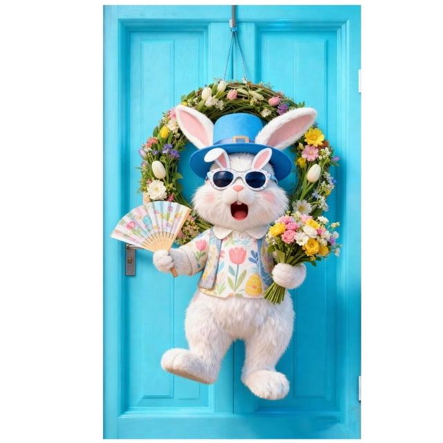 SIfdSeng Rideau de Porte Lapin de Pâques Suspendu pour la Maison Intérieur Extérieur Fête Festive