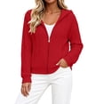 thumbnail image 6 of CINVREST Women's Bomber Jackets Plus Size Zip Up Hooded Jacquard Coat Casual Lightweight Fall Cropped Outwear Tops With Pockets (3XL, Wine|Hood), 6 of 9