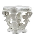 thumbnail image 2 of Elegant Antique White End Table With Delicate Floral And Silver Trim Ornaments Square Patterns, 2 of 2