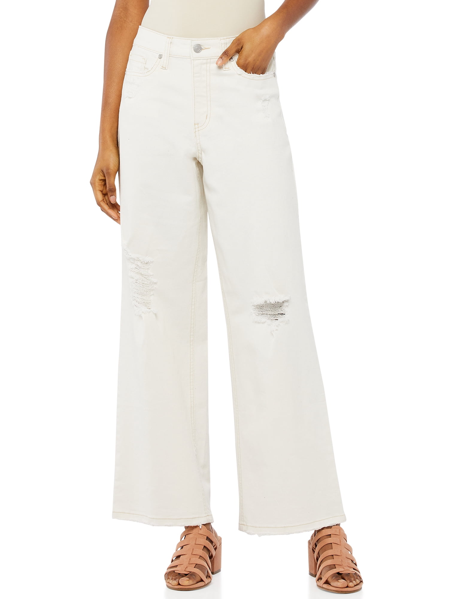 Hi-Rise Wide Leg Crop Jeans - Walmart 