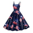 thumbnail image 4 of SAATLERI July 4th Dresses for Women American Flag Spaghetti Strap Independence Day Dresses A Line Sleeveless Summer Party Punk Dresses, 4 of 5