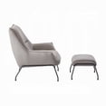 thumbnail image 3 of Abela 2pc Set Accent Chair and Ottoman, Light Gray Top Grain Leather, 3 of 3