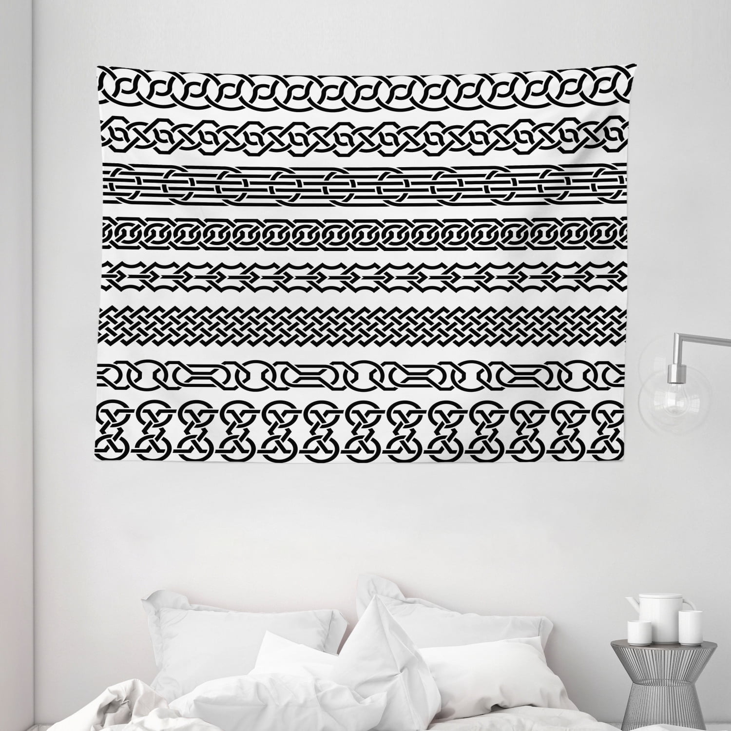 Irish Tapestry, Vintage Borders in the Form of Celtic Classical Ornaments Horizontal Striped