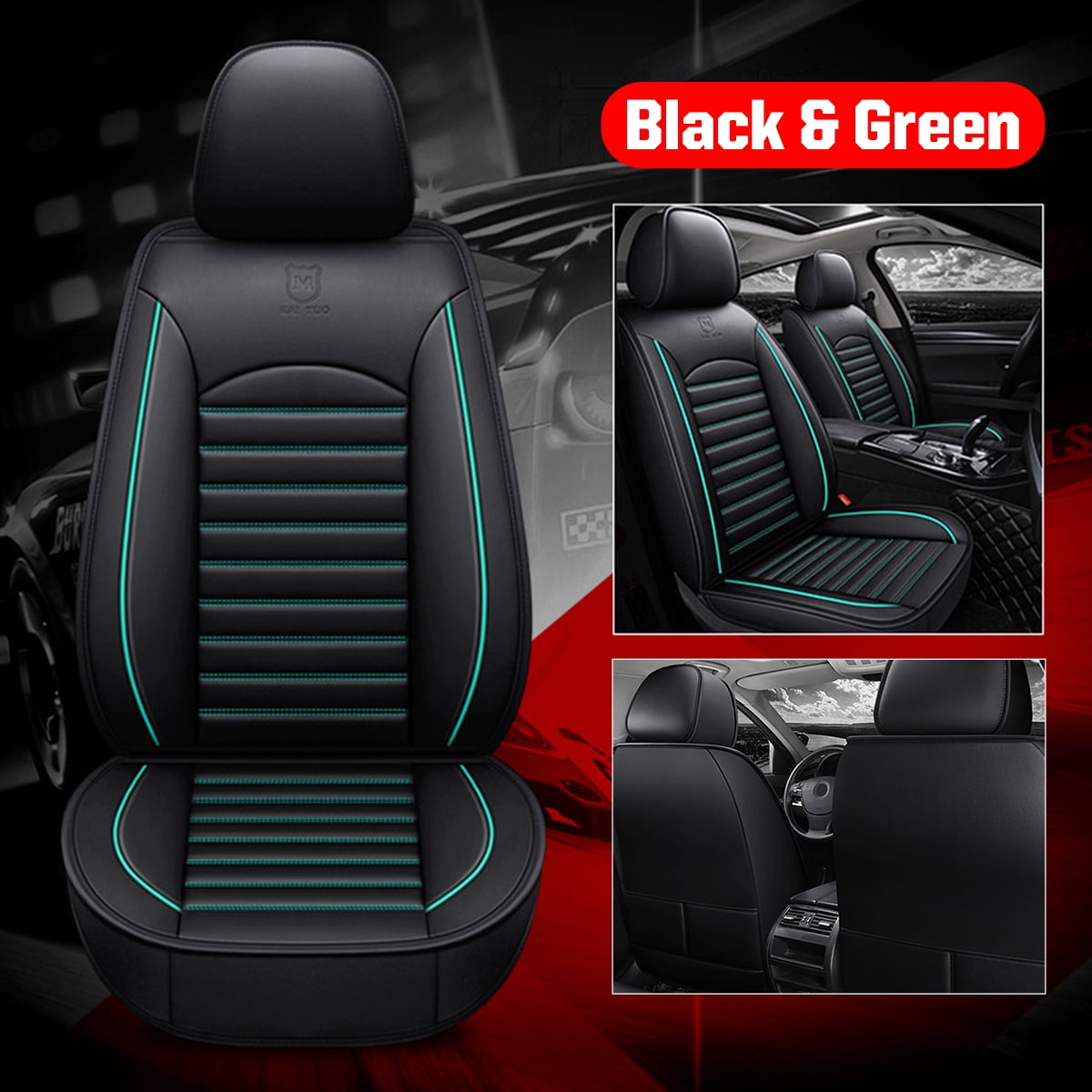 Universal 3pc Leather Seat Cushion Covers Full Surround Car Interior Accessories 
