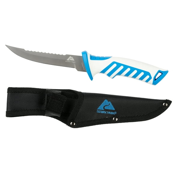 Ozark Trail Saltwater 5″ Bait and Fillet Knife, Straight Edge, Blue and White