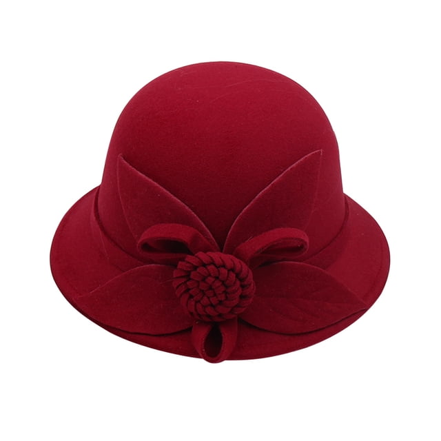Chapeau Melon Petit pour Femme, Automne et Hiver, Fleurs, Rond, Décontracté, Style Bassin de Pêcheur
