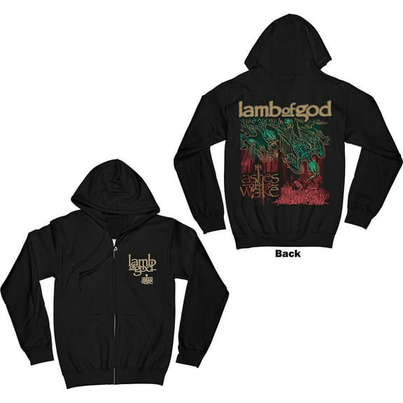 Lamb Of God Unisex Zipped Hoodie: Ashes of the Wake Album Cover (Back Print) (Small)