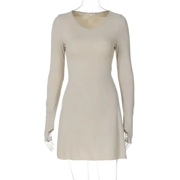 Túnica Sexy de cintura alta para mujer, vestidos cortos acampanados, ropa de calle, moda de manga larga, vestido negro con cordones, otoño 2024
