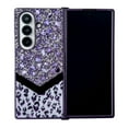thumbnail image 3 of for Samsung Galaxy Z Fold 3 Case with Leopard Print Wrist Strap, Leopard Pattern Plush Fashion Stone Design Shockproof Protective Phone Case with Bracelet for Samsung Galaxy Z Fold 3, Purple, 3 of 12