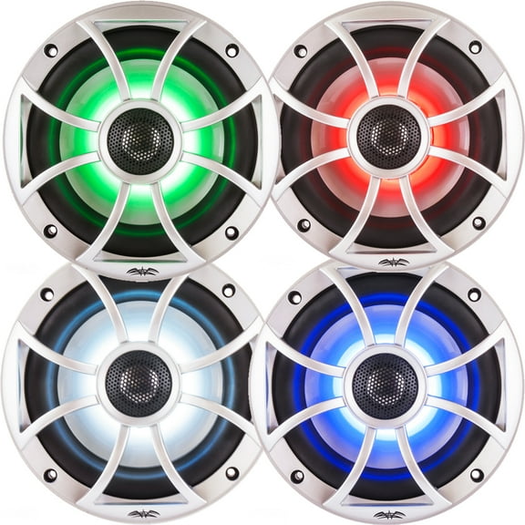 Wet Sounds Bundle: Two pairs of XS 65i Series Silver Grill 6.5" Speakers w/ RGB LED. 60 Watts RMS Each