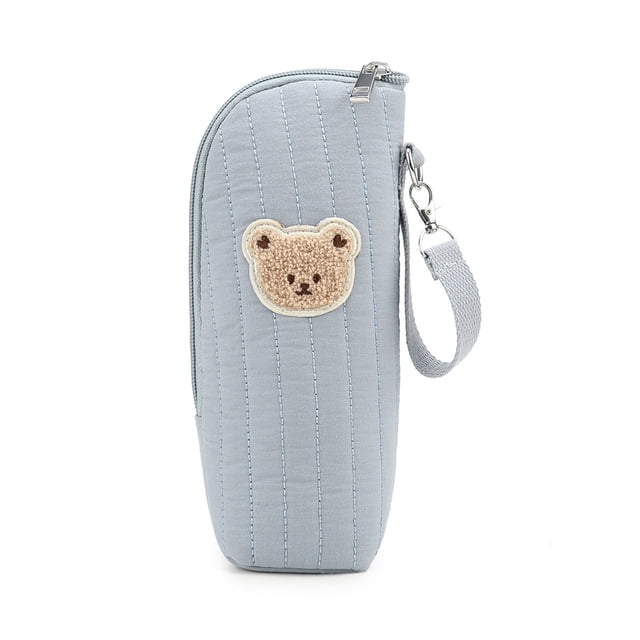 Bolsa térmica para biberones con diseño gráfico de oso, portátil, para guardar leche materna, con control de temperatura y organizador para guardería.