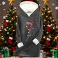 thumbnail image 5 of ShiShine Womens Sherpa Fleece Pullover Hoodie Christmas Wine Glass Santa Hat Glitter Print Long Hooded Top Winter Warm Loungewear, 5 of 6