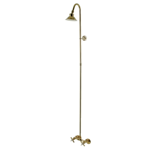 Kingston Brass CCK2132BEX Essex Wall Mount Shower Combo in Polished Brass