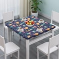 thumbnail image 3 of Dark Blue Mermaid Princess Pattern Square Fitted Tablecloth with Elastic Edge,Square Table Cover,Washable Elastic Table Cover for Home Kitchen Party Decor 36"x36", 3 of 6