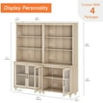 thumbnail image 4 of WAMPAT Farmhouse Bookcase, Bookshelf with Glass Doors, Large Wood Display Book Shelf with Adjustable Shelves and Storage Cabinet for Living Room, Bedroom, Library, Office, Beige (2PCS), 4 of 8