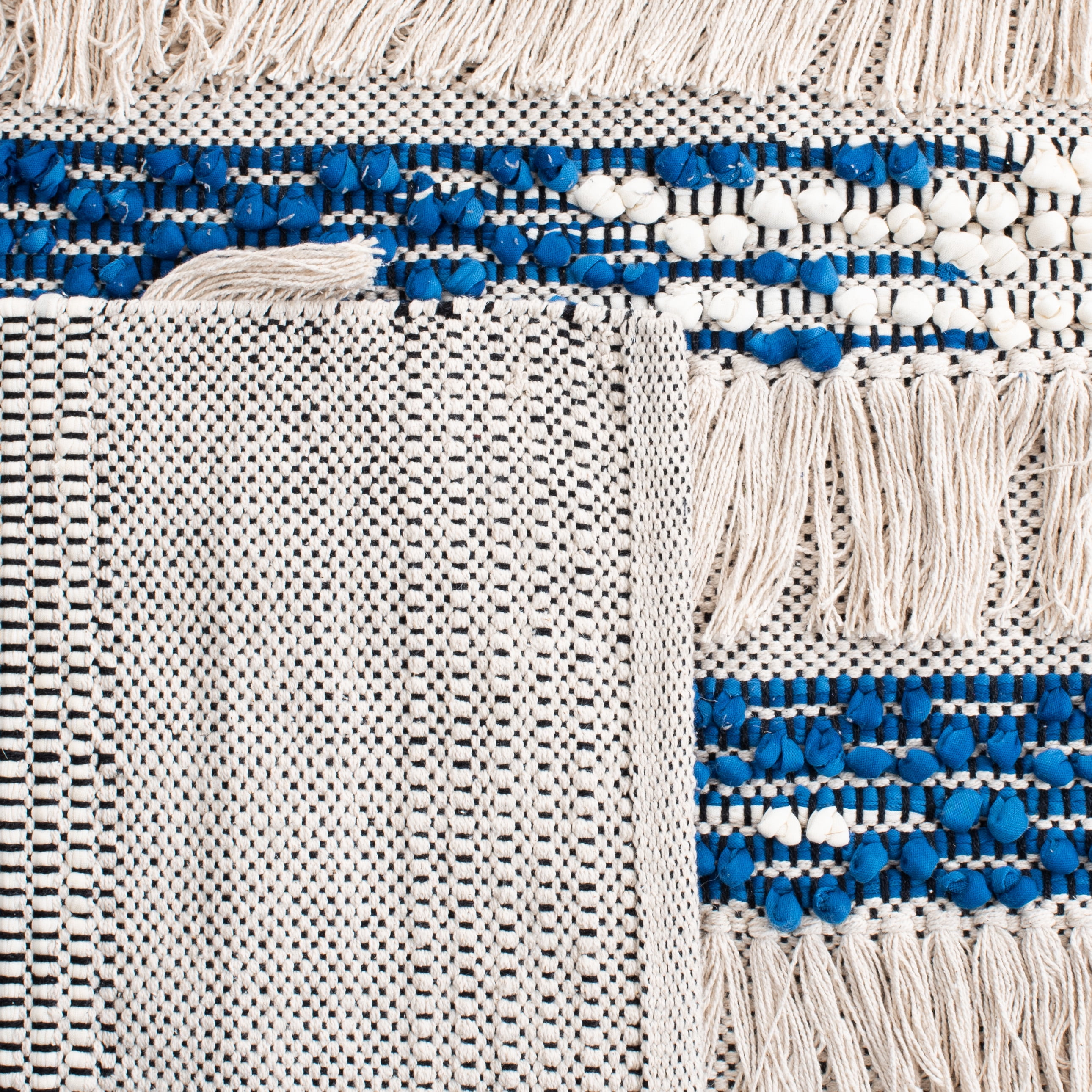 SAFAVIEH Natura Proinsias Striped Cotton Area Rug, Beige/Navy, 5' x 8'