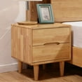 thumbnail image 2 of FETCOI Mid Century Wood Nightstand, Walnut Finish Bedroom Storage Drawer and Shelf with 2 Large Storage Drawers, Rustic Square Bedside End Table Side Table (Natural), 2 of 7