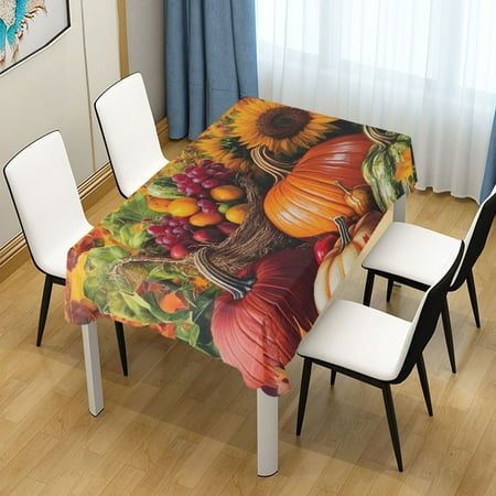 

ALAZA Autumn Pumpkins Sunflower Rectangle Tablecloth Tablecover Dinning Table Cloth 60 x60