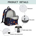 thumbnail image 4 of Basketball and Star Navy Pattern Backpack for School, Cute School Bag with Adjustable Shoulder Straps and Padded Back, 13.8"x11.4"x6", 4 of 5