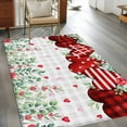 thumbnail image 3 of Valentine's Day Washable Area Rug 2.7 x 5 ft Red Heart Green Eucalyptus Roses Petals Plaid, Soft Non Slip Rugs Stain Repellent Indoor Felt Carpet for Living Dining Room Bedroom Home Office, 3 of 9