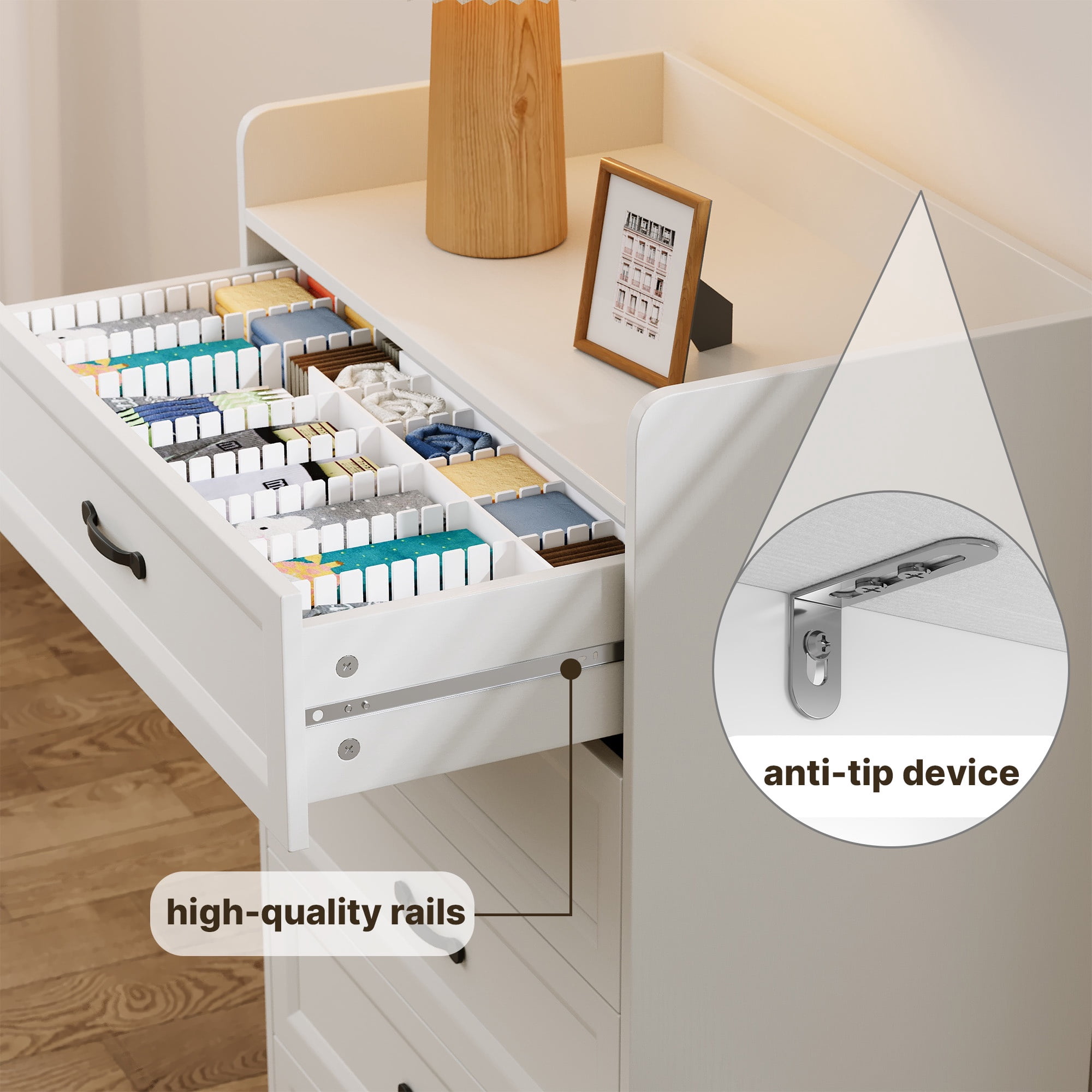 Asofer Bedroom Furniture Set - Includes 6 Drawer Dresser & 5 Drawer Dresser, White
