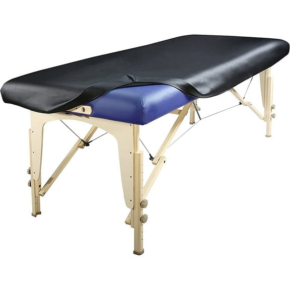 Royal Massage Universal Fitted Vinyl Leather Massage Table Protection Cover (Black, Single)