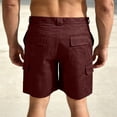 thumbnail image 4 of Big And Tall Cargo Shorts For Men With Elastic Waist And Drawstring Featuring Durable Cotton Blend Fabric In Classic Khaki Olive Black Navy Wine XXXXL, 4 of 5