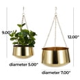 thumbnail image 3 of DecMode 5", 7"H Round Gold Metal Hanging Dome Wall Planter with Chain (2 Count), 3 of 15
